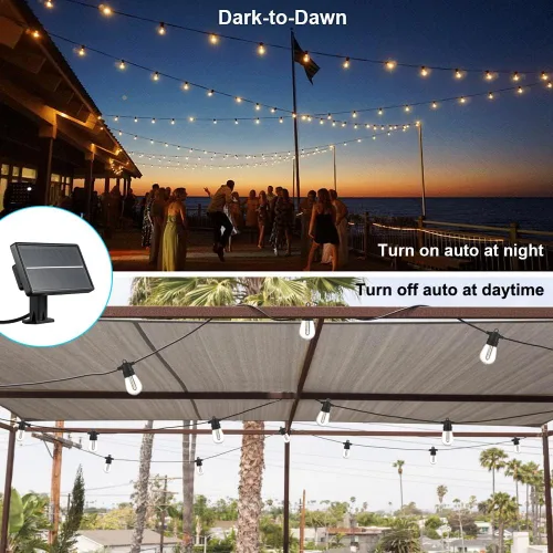Miniatura 3 de SUNTHIN - Cadena de luces solares de 24 pies, luces solares recargables por USB para exteriores con bombillas LED impermeables e inastillables