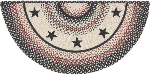 Miniatura 3 de VHC Brands Colonial Star - Alfombra decorativa, mezcla de yute, medio círculo, estrella roja y negra, 16.5 x 33 pulgadas