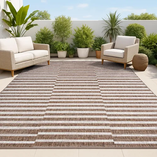 Miniatura 15 de JONATHAN Y Sukie - Alfombra moderna a rayas para interiores y exteriores, 2 x 8 pulgadas, color beige/marrón, para patio trasero, porche, fácil