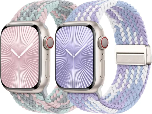 Miniatura 7 de Bandas elásticas trenzadas con cierre magnético compatibles con Apple Watch de 1.496 pulgadas, 1.575 pulgadas, 1.614 pulgadas, 1.654 pulgadas, 1.732
