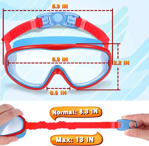 Miniatura 3 de EasYoung Paquete de 2 gafas de natación para niños, gafas de natación de visión amplia para niños de 3 a 15 años