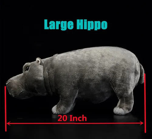 Miniatura 6 de Juguete de peluche grande de hipopótamo – Animal de peluche realista de 20 pulgadas, animales salvajes suaves hipopótamo, juguetes de peluche