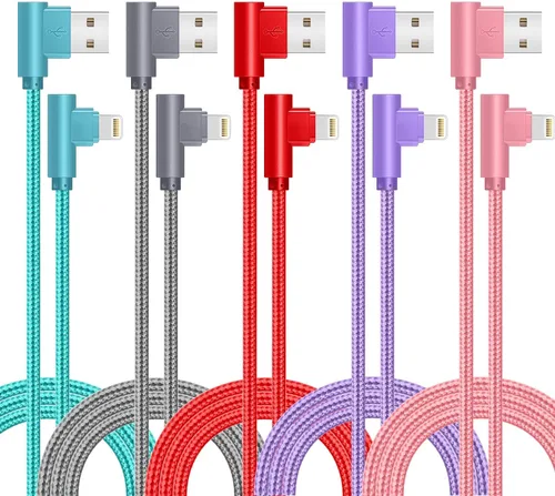 Miniatura 8 de SHUSEL Cable de carga para iPhone, cable Lightning de ángulo recto, paquete de 3 cables de carga trenzados de nailon de 90 grados y 6 pies, de carga