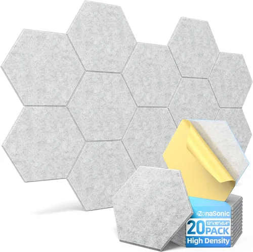 Miniatura 23 de Paquete de 12 paneles acústicos con paneles autoadhesivos de espuma a prueba de sonido de 12 x 10 x 0.4 pulgadas para paredes, paneles de pared
