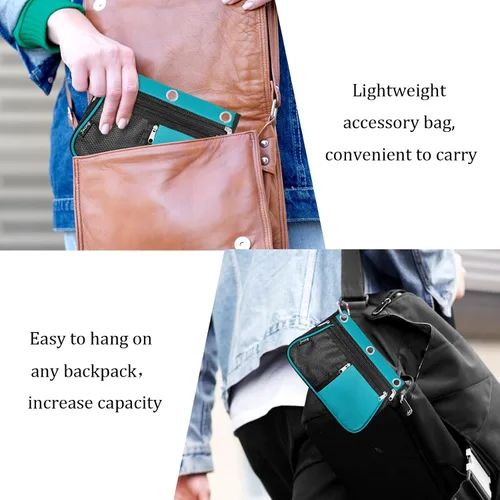 Miniatura 6 de Estuche de gran capacidad para carpeta de 3 anillas, bolsas expandibles con cremallera, 3 compartimentos para organizadores de oficina (azul)