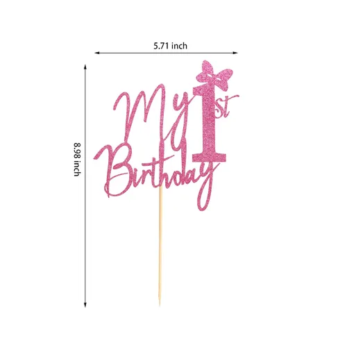 Miniatura 2 de Decoración para pastel de primer cumpleaños, decoración de pastel de Miss Onederful, decoraciones de fiesta de primer cumpleaños para niña, Rosa