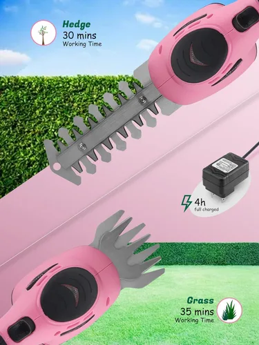Miniatura 3 de Lichamp CGS3602PK CGS3602PK - Cortasetos eléctrica de mano eléctrica 2 en 1, cortasetos rosa, batería recargable