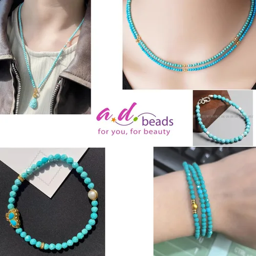 Miniatura 4 de AD Beads Cuentas naturales de piedras preciosas con corte de diamante micro facetado de 4 mm pequeñas y redondas para hacer collares y pulseras DIY