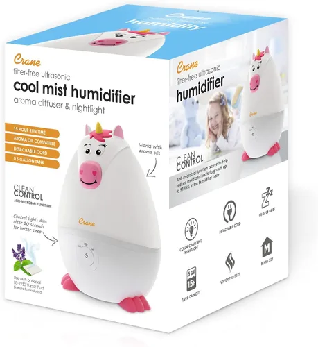 Miniatura 2 de Crane - Adorables humidificadores ultrasónicos mini para dormitorio y guardería de bebé, humidificador de vapor frío de medio galón para habitación