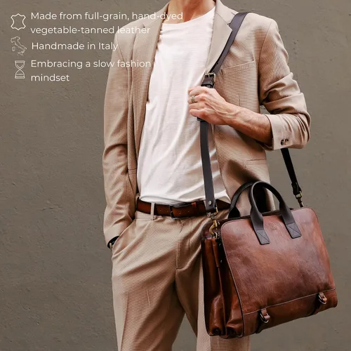 Miniatura 4 de Time Resistance Maletín de cuero para portátil maletín de acoplamiento bolsa de mensajero para hombres y mujeres