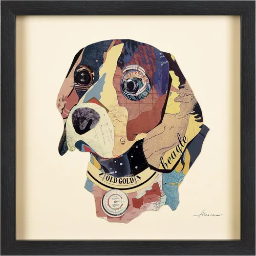 Miniatura 20 de Empire Art Direct Alex Zeng - Papel gráfico enmarcado con collage dimensional de bulldog francés bajo vidrio, listo para colgar, 17 x 17 pulgadas