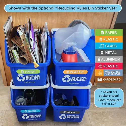 Miniatura 2 de Azul apilable cesto de Reciclaje de contenedor con mango 6 galones – 4 paquetes de cestos