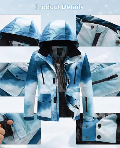 Miniatura 6 de Oymyakon Traje de esquí para hombre, impermeable, para nieve, chaqueta y pantalones de snowboard, para invierno, al aire libre, a prueba de viento