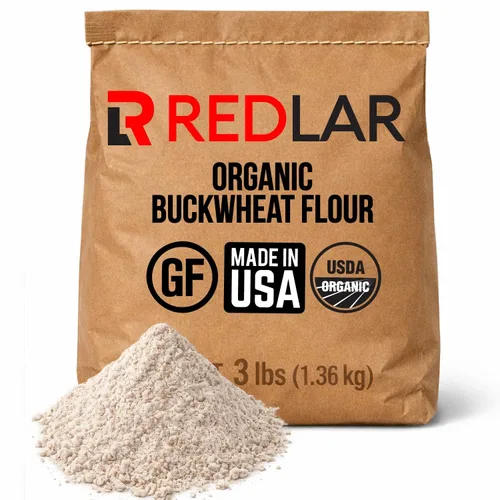Redlar Harina fina de trigo sarraceno orgánico | Harina sin gluten | USDA Organic, sin OMG, Kosher | Ideal para panqueques, gofres, magdalenas,