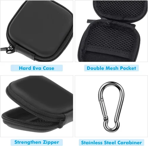 Miniatura 3 de Estuche para auriculares, Estuche para auriculares Cridoz de EVA con mosquetón de acero inoxidable para auriculares inalámbricos, Organizador