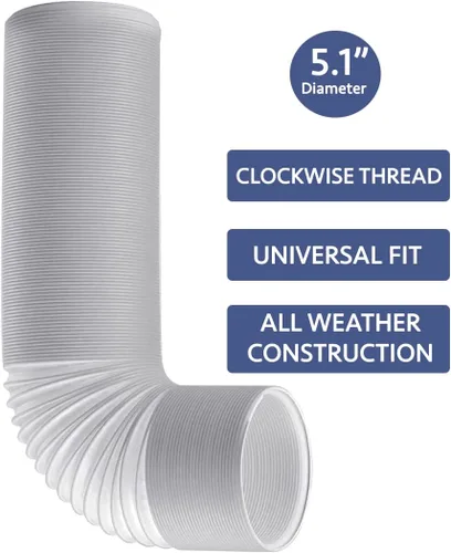 Miniatura 2 de Manguera de aire acondicionado, manguera de ventilación de escape portátil con 5.1 pulgadas de diámetro, en sentido horario, con longitud de hasta