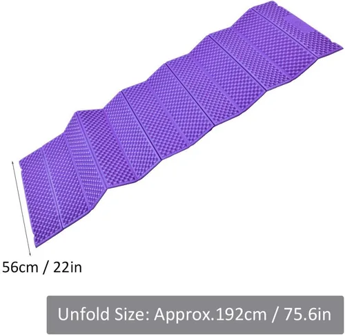 Miniatura 5 de Luqeeg Espuma para dormir Pad Camping Mat, espuma al aire libre Camping Mat plegable playa tienda de dormir colchón () Púrpura