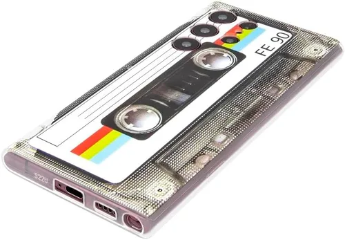 Miniatura 5 de FAteamll Funda para Galaxy S22 Ultra a prueba de golpes a prueba de arañazos con TPU suave parachoques Retro Cassette Funda Compatible con Samsung