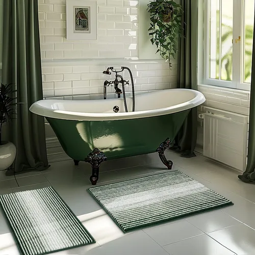 Miniatura 13 de BSICPRO Juegos de Alfombras y Tapetes para Baño, Juego de Alfombra de Baño de Felpilla Gruesa Absorbente de 2 Piezas Antideslizante, Tapetes Suaves
