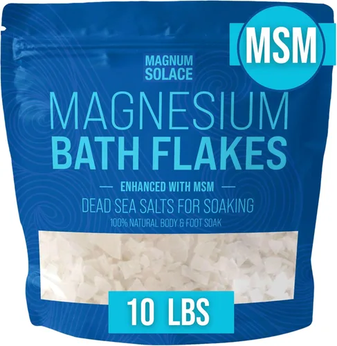 Copos de magnesio con MSM - Escamas de cloruro de magnesio - Sales del mar muerto para remojar, 10 libras