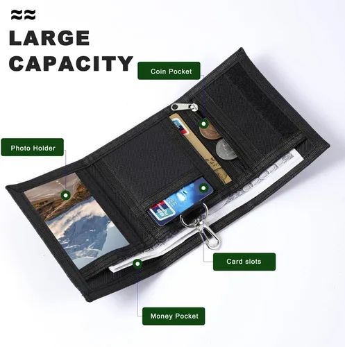 Miniatura 4 de Billetera, carteras de lona para deportes al aire libre para niños, bonita cartera con cremallera para niños, cartera de bolsillo frontal