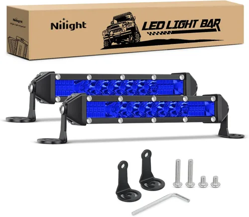 Miniatura 14 de Nilight Barra de luz LED ámbar, 2 unidades, 7 pulgadas, 30 W, punto 3000 lúmenes, súper delgada, 3D, antiniebla, todoterreno, luces de trabajo