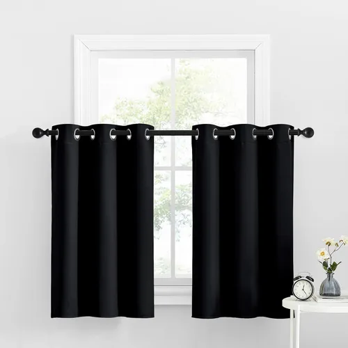 Miniatura 212 de NICETOWN Cortinas opacas de cocina para ventana sobre el fregadero, aislamiento térmico, decoración del hogar, pequeños niveles opacos con ojales