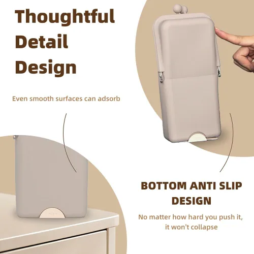 Miniatura 4 de sostenedor del cepillo del maquillaje del silicón, bolso cosmético portátil suave y elegante impermeable del viaje, bolso del maquillaje de pie