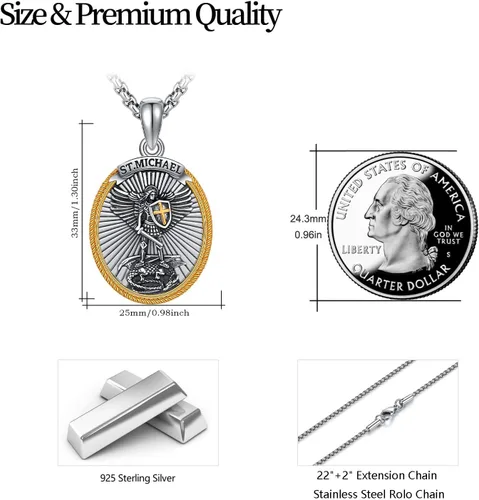 Miniatura 157 de Collar de plata de ley 925 con medalla de San Patrón, colgante de protección católica, amuleto, joyería religiosa para hombres y mujeres
