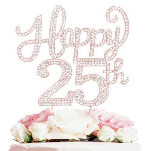 Miniatura 97 de LASKYER Decoración de feliz cumpleaños número 10, decoración de pastel de diamantes de imitación dorados de 10º cumpleaños – Letrero de metal