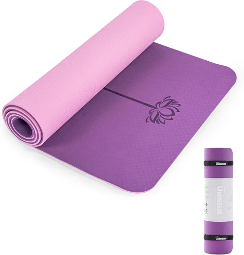 UMINEUX Esterilla de yoga extra gruesa de 1/3 y 2/5 pulgadas antideslizante para mujeres, respetuosa con el medio ambiente, tapete de ejercicio de