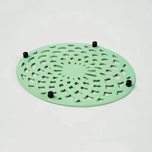 Miniatura 5 de HAWOK Salvamanteles ovalados de hierro fundido esmaltado con clavijas de goma, salvamanteles de metal para platos calientes, verde