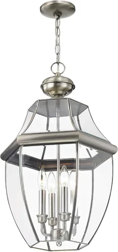Miniatura 2 de Livex Lighting 2357-91 Monterey - Farol colgante para exteriores con 4 luces, níquel cepillado