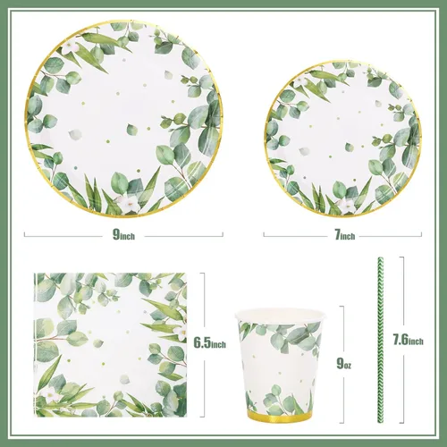 Miniatura 2 de Platos y servilletas para baby shower de género neutro para 25 decoraciones de fiesta verde salvia, decoración de fiesta de cumpleaños para niños