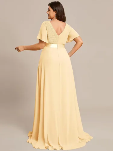 Miniatura 37 de Ever-Pretty Vestido formal para mujer, Navidad, Año Nuevo, cuello en V, gasa, talla grande, largo hasta el suelo, vestido de dama de honor