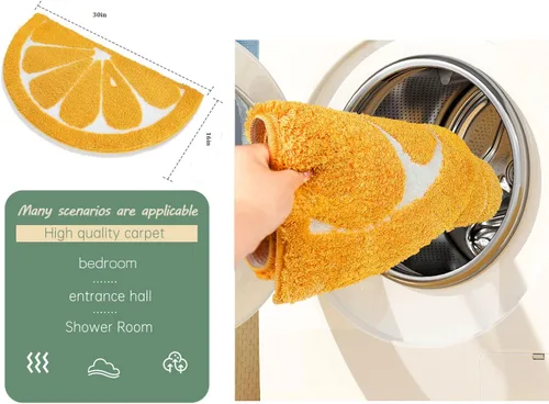 Miniatura 5 de Tapete de baño semicírculo, tapete para entrada del hogar, absorbente antideslizante, tapete de baño esponjoso y peludo, lavable a máquina