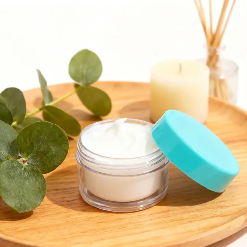 Miniatura 5 de Tarros cosméticos de plástico transparente con tapas blancas (verde)