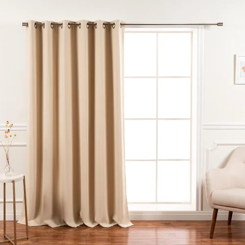 Best Home Fashion Cortinas opacas de ancho amplio, aislamiento térmico de alta calidad, ojales en la parte superior de bronce antiguo, color beige,