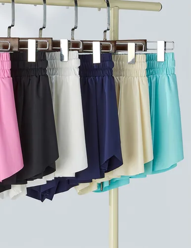 Miniatura 14 de Paquete de 3 pantalones cortos fluidos para niñas con forro de elastano, 2 en 1, faldas de mariposa para jóvenes, para fitness, correr, deportes