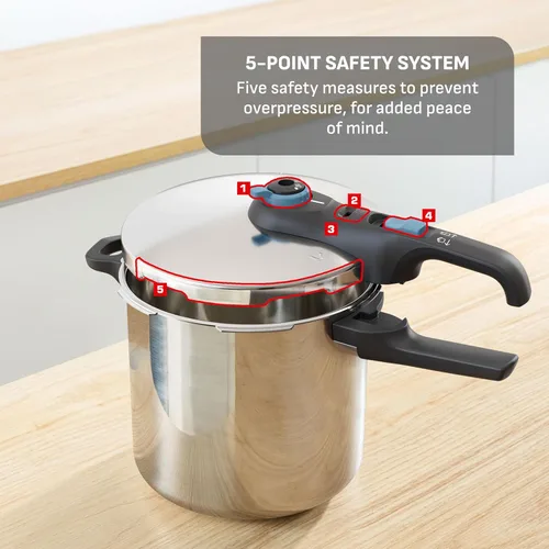 Miniatura 4 de T-fal Trendy - Olla a presión de acero inoxidable, 8.5 cuartos, inducción, mecanismo de bloqueo seguro, apertura fácil y segura, compatible