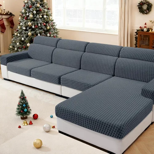 Miniatura 15 de MAXIJIN Fundas de cojín para sofá seccional, funda de cojín elástica para sofá, lavable, protector de muebles con parte inferior elástica y correa