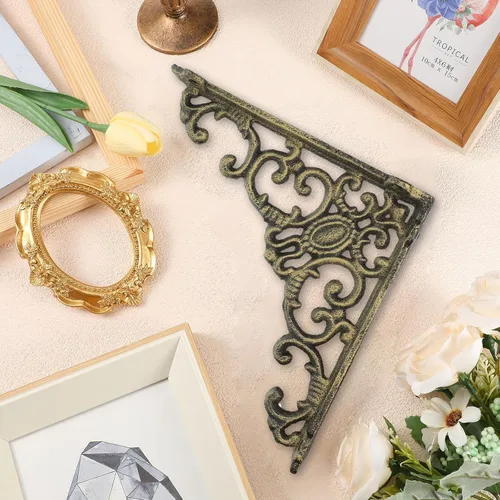 Miniatura 6 de Lounsweer 4 soportes de estante de latón antiguo resistentes de 8 pulgadas para montaje en la pared, accesorios flotantes decorativos para cocina