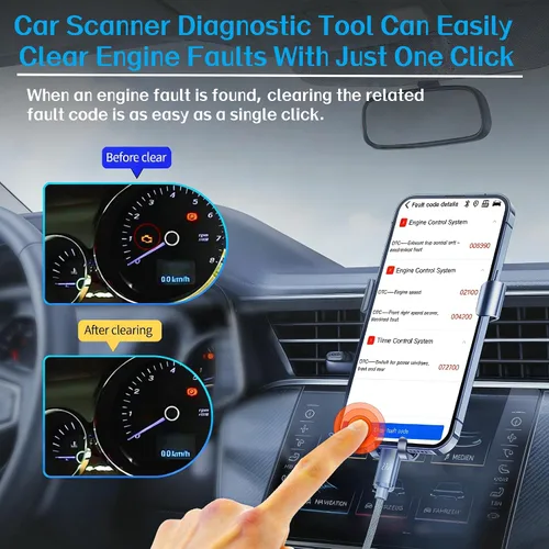 Miniatura 2 de Escáner inalámbrico Bluetooth OBD2, lector de código automático con reinicio de luz del motor de verificación, datos en vivo y preparación I/M