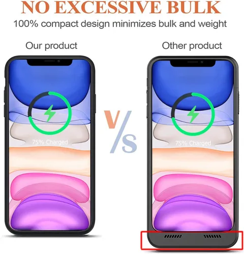 Miniatura 6 de Funda de batería para iPhone 11, funda protectora de carga portátil mejorada de 10000 mAh con carga inalámbrica compatible con iPhone 11