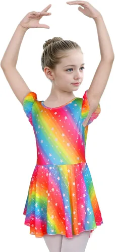Miniatura 45 de LUOUSE Elegante leotardo de ballet para niñas con falda, mangas con volantes y volantes, perfecto para baile y gimnasia