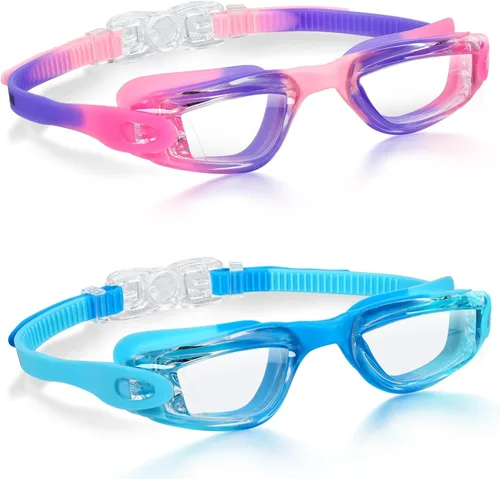 Miniatura 29 de Aegend - Gafas de natación de 2 unidades, gafas de natación para niños, niños y niñas de 3 a 14 años Azul y verde claro