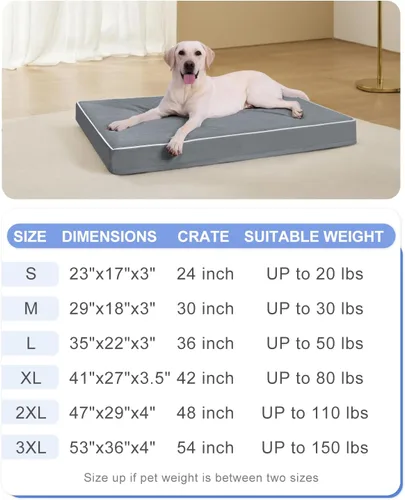 Miniatura 6 de KSIIA Cama Extra Grande para Perro para Almohadilla de Jaula, Cama Impermeable para Perro con Funda Extraíble y Lavable, Espuma Tipo Caja de Huevos