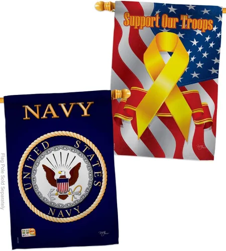 Miniatura 31 de Breeze Decor Bandera de jardín de 13 x 18.5 pulgadas, con licencia oficial de las Fuerzas Armadas de los Estados Unidos de la Marina de los Estados