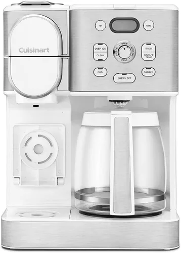 Cuisinart Cafetera de 12 tazas, jarra de vidrio de una sola porción, máquina automática de café caliente y helado, control de fuerza de preparación