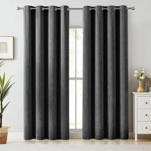 Miniatura 14 de Melodieux Elegantes cortinas opacas de algodón para oscurecer la habitación, para sala de estar, dormitorio, con aislamiento térmico, paneles